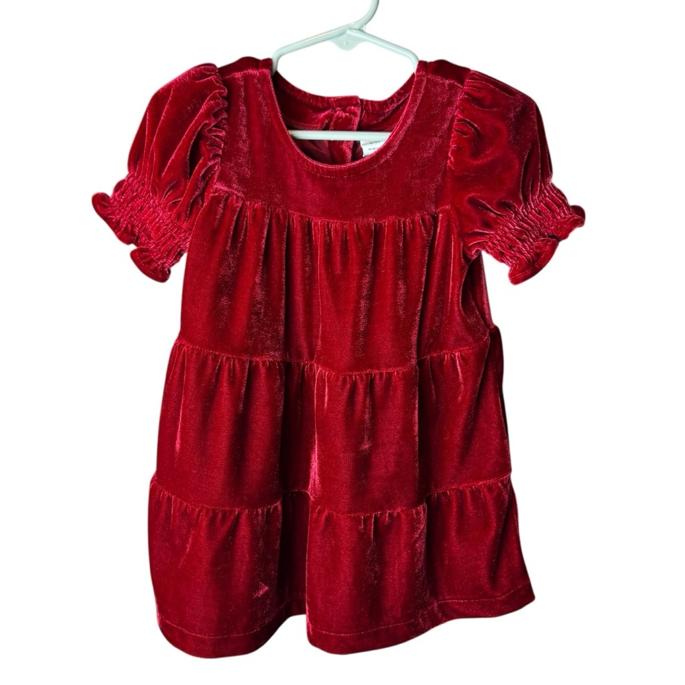 Baby GAP Velvet Tiered Dress Crimson Red 18-24M